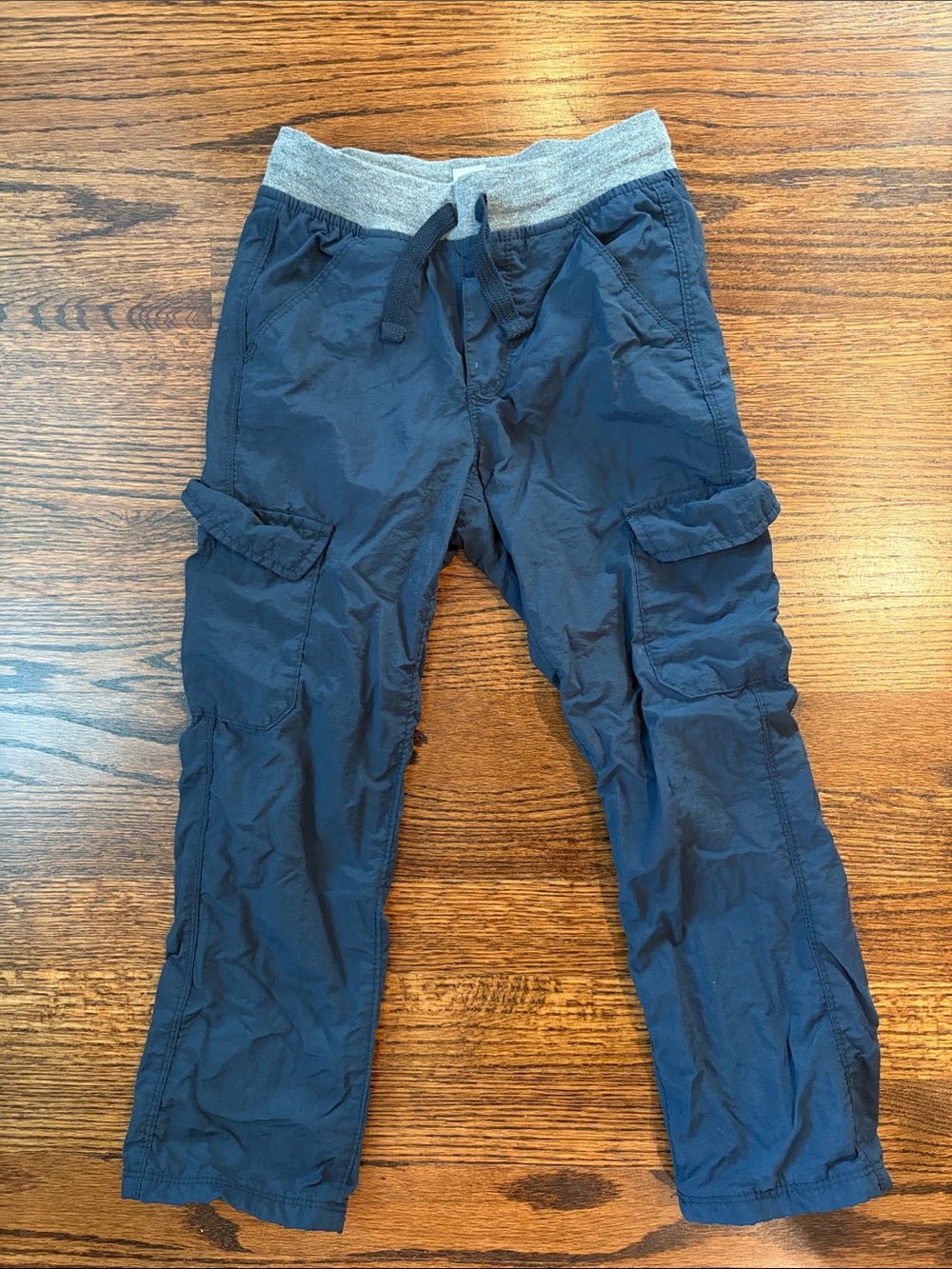 Old Navy Navy Blue Cargo Jogger Pants with Gray Waistband, Winter Lining